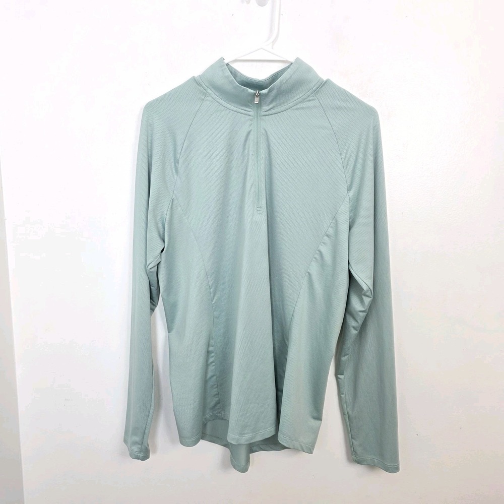 Adidas Pastel Green 1/4 Zip Lightweight Sporty Fitness Athletic Pullover Size L